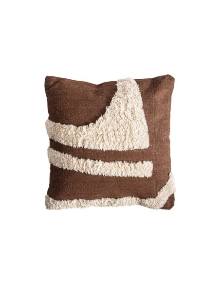 Cojín SAHUN 45x45 cm, Algodón / Beige, Marrón - Kodu Home Design