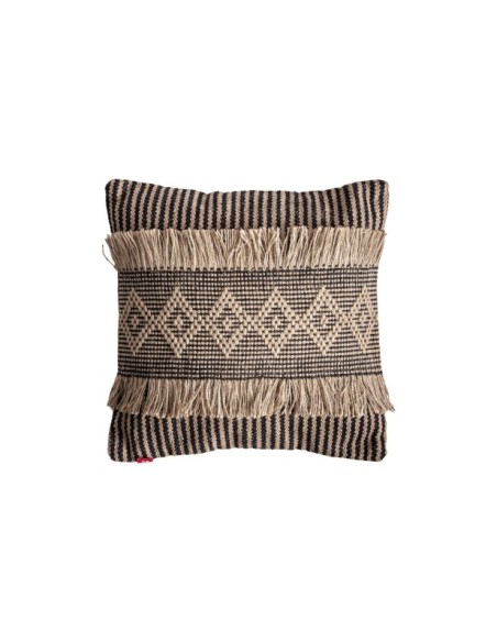 Cojín BLAHIR 45x45 cm, Yute / Marrón Claro, Negro - Kodu Home Design