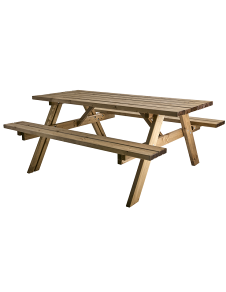 Set de Picnic ARVIDSBO (Mesa + 2 Bancos) 177x152 cm, Madera / Marrón - Brafab