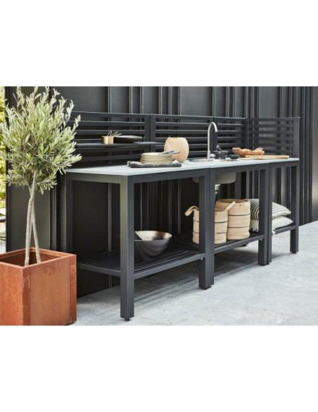 Cocina Exterior BELLAC Grifo + Fregadero, Negro / Gris - Brafab