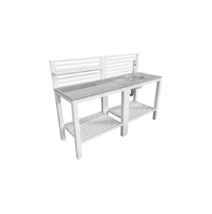 Cocina Exterior BELLAC Grifo + Fregadero, Blanco - Brafab 2