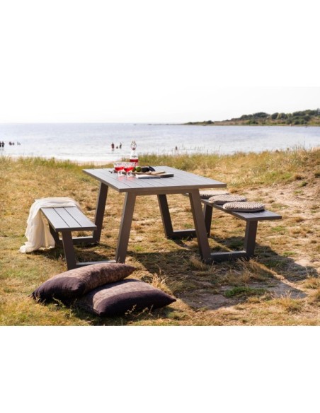 Set de Picnic (Mesa + 2 Bancos) BOLID, Aluminio Gris Antracita - Brafab