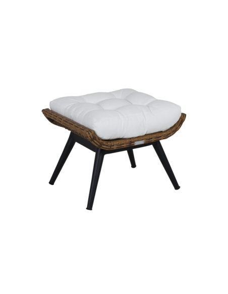 Reposapiés Exterior COVELO con Cojín, Ratán Sintético / Natural / Blanco - Brafab