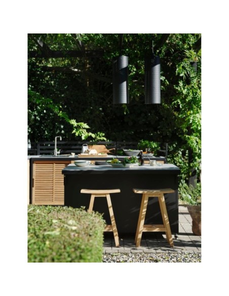 Cocina Exterior FORNAX Encimera Grande, Aluminio / Teca Natural / Negro - Brafab