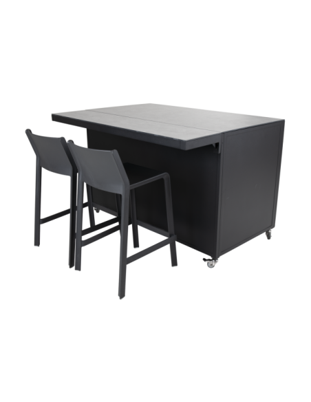 Cocina Exterior FORNAX Encimera Grande, Aluminio / Teca Natural / Negro - Brafab