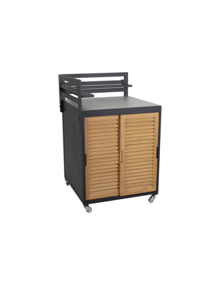 Cocina Exterior FORNAX Módulo Esquina, Aluminio / Teca Natural / Negro - Brafab