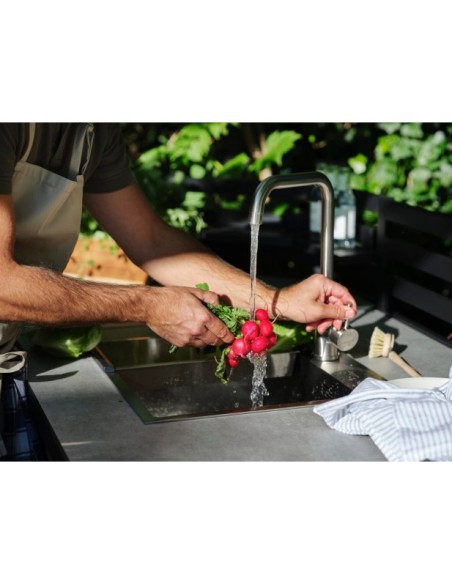 Cocina Exterior FORNAX Módulo Esquina, Aluminio / Teca Natural / Negro - Brafab