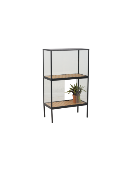 Vitrina Invernadero Ext GROWER GREENS Alto 137 cm, Metal Negro / Natural - Brafab