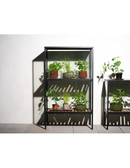 Vitrina Invernadero Ext GROWER GREENS Alto 137 cm, Metal Negro / Natural - Brafab