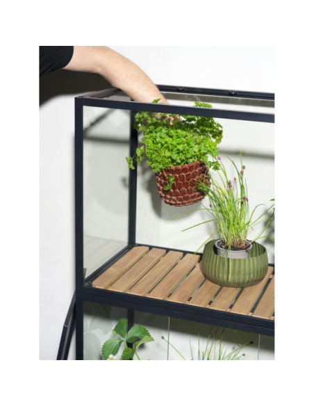 Vitrina Invernadero Ext GROWER GREENS Alto 137 cm, Metal Negro / Natural - Brafab
