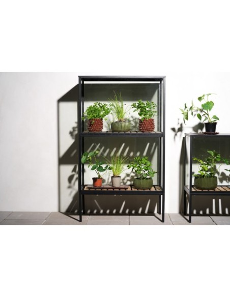 Vitrina Invernadero Ext GROWER GREENS Alto 137 cm, Metal Negro / Natural - Brafab