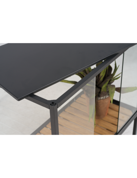 Vitrina Invernadero Ext GROWER GREENS Alto 82 cm, Metal Negro / Natural - Brafab