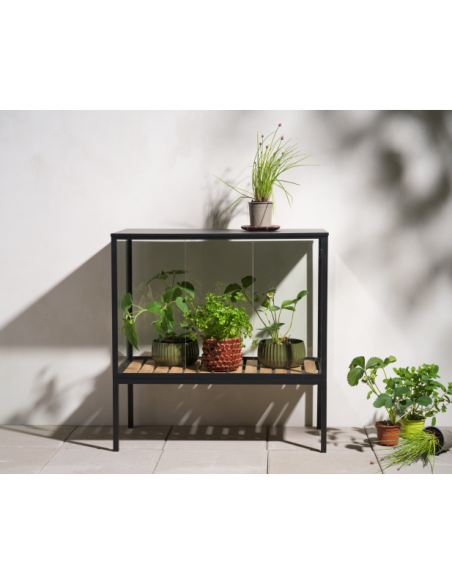 Vitrina Invernadero Ext GROWER GREENS Alto 82 cm, Metal Negro / Natural - Brafab