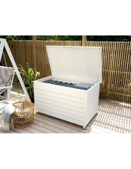 Arcón Exterior GÄSTER Mediano 135x81 cm, Aluminio Blanco - Brafab