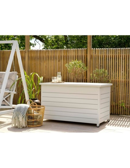 Arcón Exterior GÄSTER Mediano 135x81 cm, Aluminio Blanco - Brafab