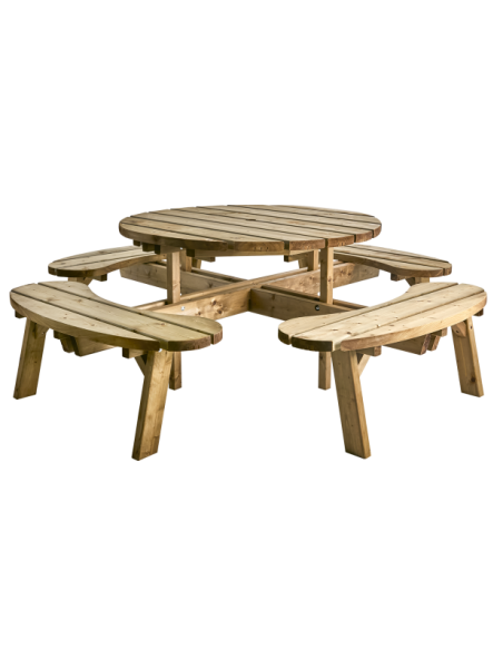 Set de Picnic (Mesa + 4 Bancos) HASSLEBRO, Madera Marrón - Brafab