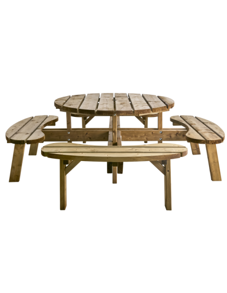 Set de Picnic (Mesa + 4 Bancos) HASSLEBRO, Madera Marrón - Brafab