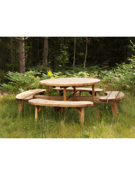 Set de Picnic (Mesa + 4 Bancos) HASSLEBRO, Madera Marrón - Brafab