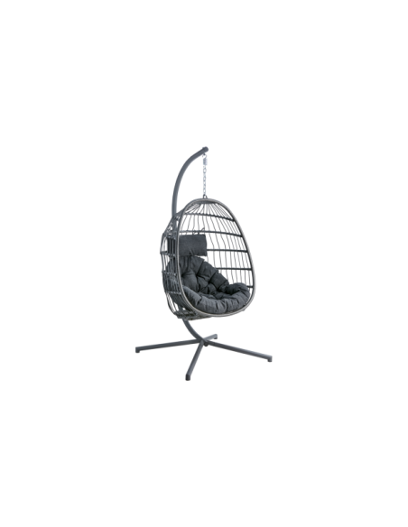 Sillón Colgante Exterior ILLORA con Cojín, Acero / Poliéster Gris - Brafab