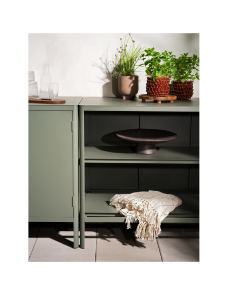 Cocina Exterior KELIA - Aparador con Grifo y Fregadero 121x91/125 cm, Aluminio Verde - Brafab