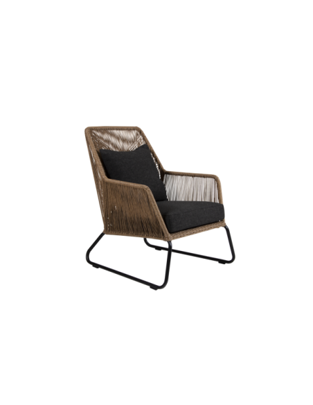 Sillón Exterior MIDWAY con Cojines, Ratán Sintético / Natural / Negro - Brafab