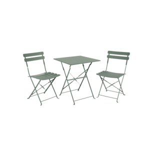 Set Exterior Plegable PONTE Mesa + 2 Sillas, Acero Verde...