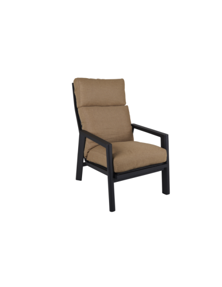 Sillón SLIDE Reclinable y Plegable, Aluminio / Textilene / Negro / Canela - Brafab