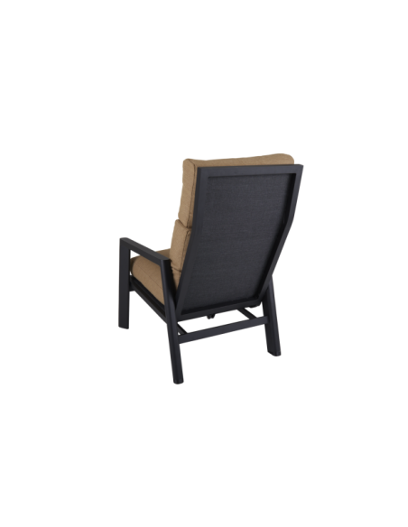 Sillón SLIDE Reclinable y Plegable, Aluminio / Textilene / Negro / Canela - Brafab