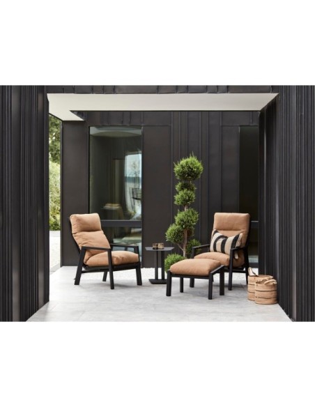 Sillón SLIDE Reclinable y Plegable, Aluminio / Textilene / Negro / Canela - Brafab