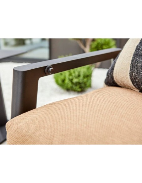 Sillón SLIDE Reclinable y Plegable, Aluminio / Textilene / Negro / Canela - Brafab