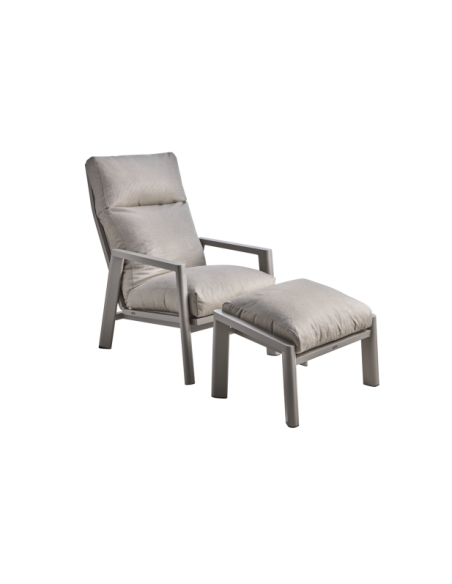 Sillón SLIDE Reclinable y Plegable, Aluminio / Textilene / Caqui - Brafab