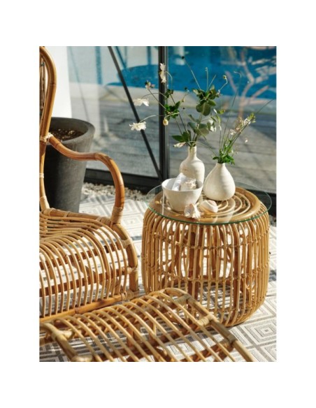 Reposapiés Exterior VALLDA, Ratán Natural - Brafab