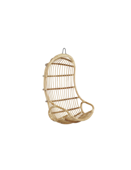 Sillón Colgante Exterior VALLDA con Cojines, Ratán Natural / Blanco - Brafab