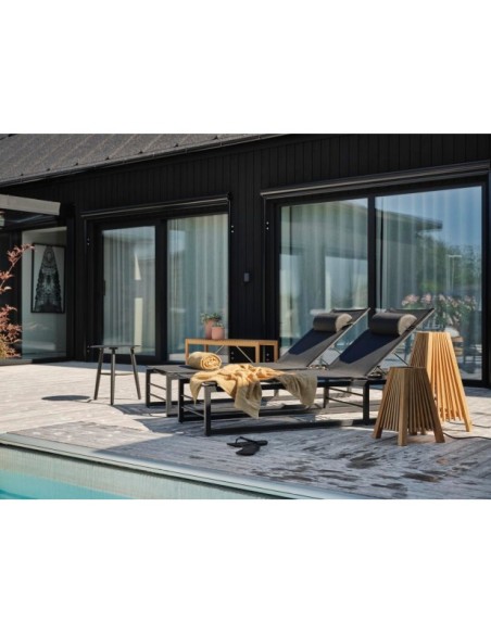 Tumbona Plegable VEVI, Aluminio / Textilene / Negro - Brafab