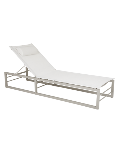 Tumbona VEVI, Aluminio / Textilene / Caqui / Blanco - Brafab