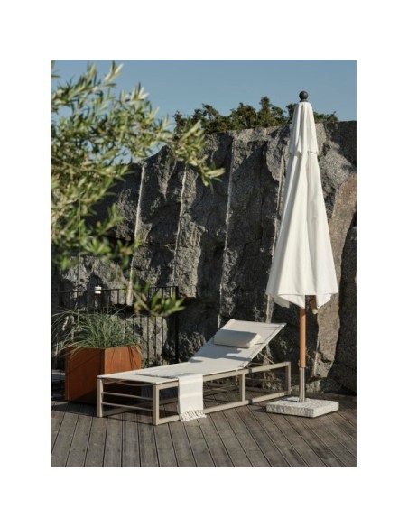 Tumbona VEVI, Aluminio / Textilene / Caqui / Blanco - Brafab