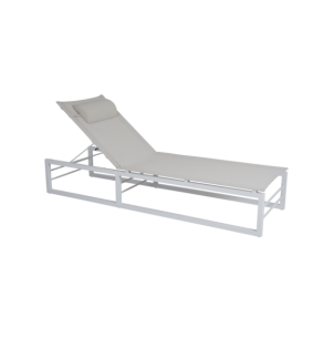 Tumbona Plegable VEVI, Aluminio / Textilene / Blanco -...