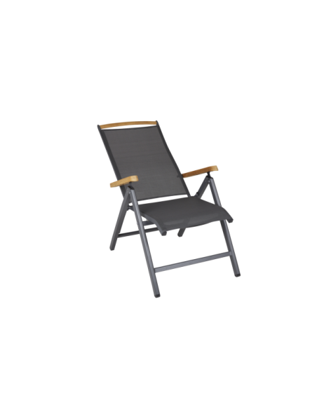 Silla Exterior Plegable ANDY, Aluminio / Textilene / Gris Antracita - Brafab