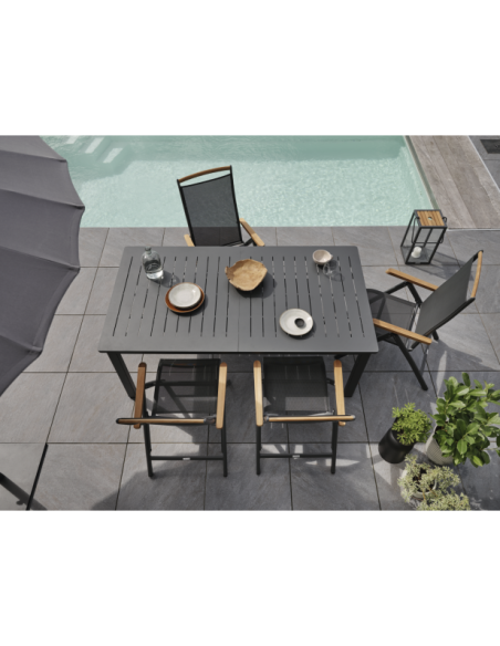 Silla Exterior Plegable ANDY, Aluminio / Textilene / Gris Antracita - Brafab