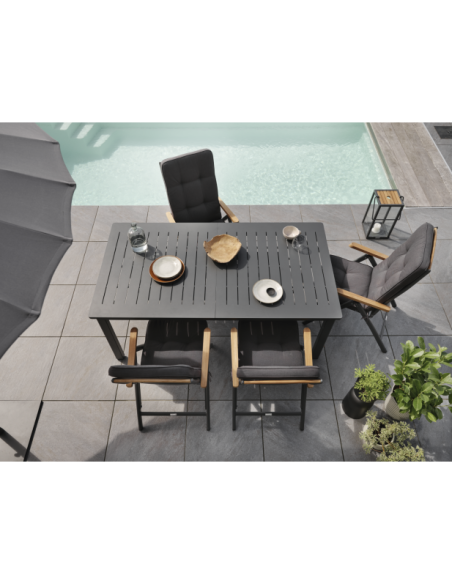 Silla Exterior Plegable ANDY, Aluminio / Textilene / Gris Antracita - Brafab