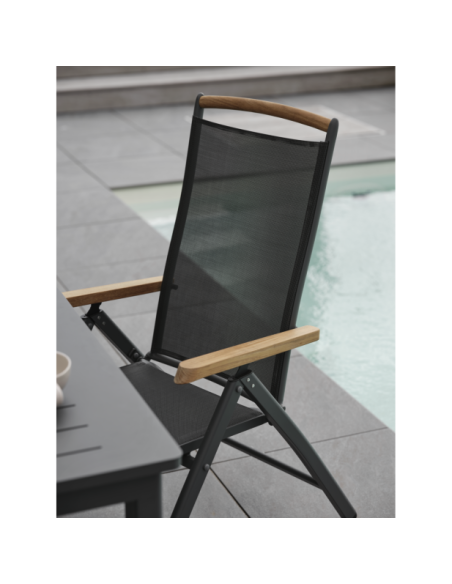 Silla Exterior Plegable ANDY, Aluminio / Textilene / Gris Antracita - Brafab