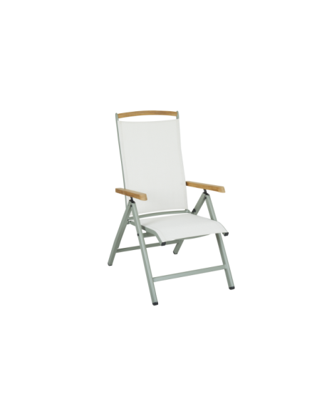 Silla Exterior Plegable ANDY, Aluminio / Textilene / Verde / Blanco Roto - Brafab