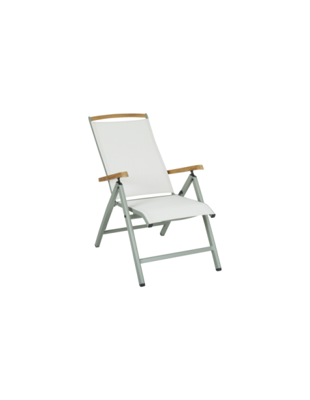 Silla Exterior Plegable ANDY, Aluminio / Textilene / Verde / Blanco Roto - Brafab
