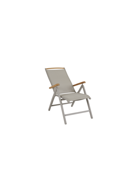 Silla Exterior Plegable ANDY, Aluminio / Textilene / Caqui / Beige - Brafab