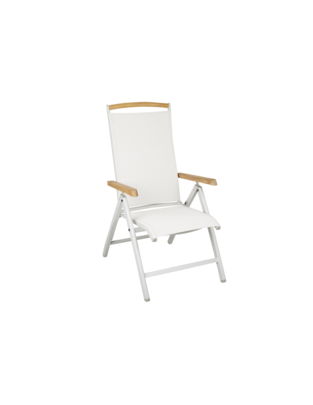 Silla Exterior Plegable ANDY, Aluminio / Textilene / Gris Claro / Blanco Roto - Brafab