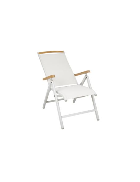 Silla Exterior Plegable ANDY, Aluminio / Textilene / Gris Claro / Blanco Roto - Brafab