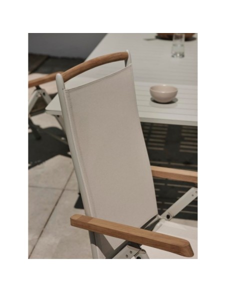 Silla Exterior Plegable ANDY, Aluminio / Textilene / Gris Claro / Blanco Roto - Brafab