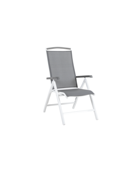 Silla Exterior Plegable ANDY, Aluminio / Textilene / Blanco / Gris - Brafab