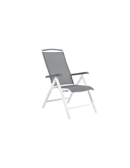 Silla Exterior Plegable ANDY, Aluminio / Textilene / Blanco / Gris - Brafab