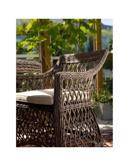 Sillón Exterior BEATRICE, Ratán sintético / Olefina / Marrón / Beige - Brafab